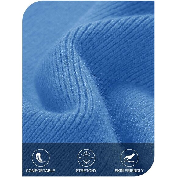 Women Off Shoulder Bodycon Sweater Dress Long Sleeve Party Midi Dress Lake Blue - Picture 5 of 9